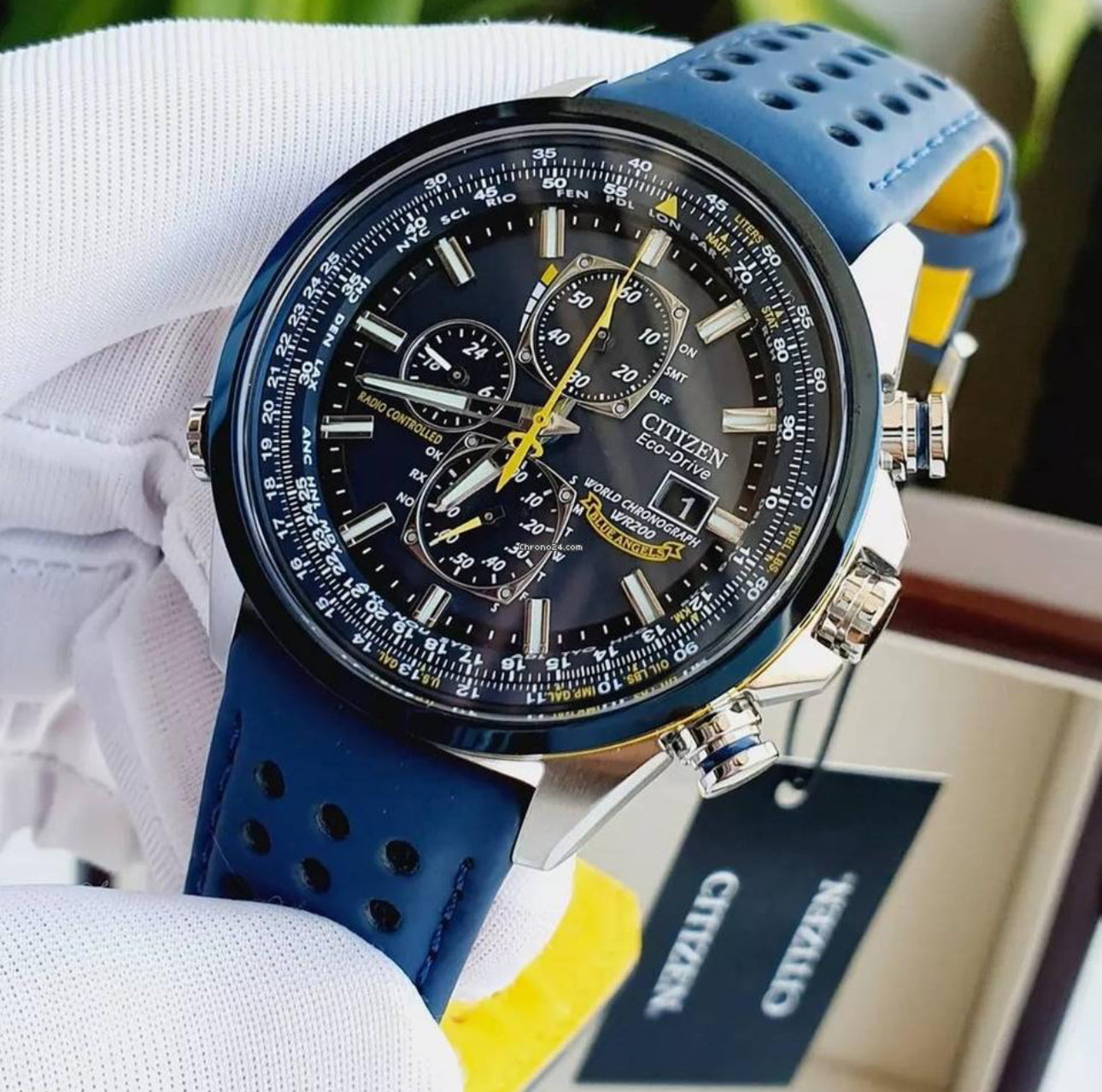 ساعة الملاك الأزرق بسوار جلدي